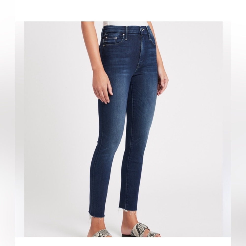 🤍 Mother High Waisted Looker Ankle Fray Jeans Size 26 Last Call Dark Wash